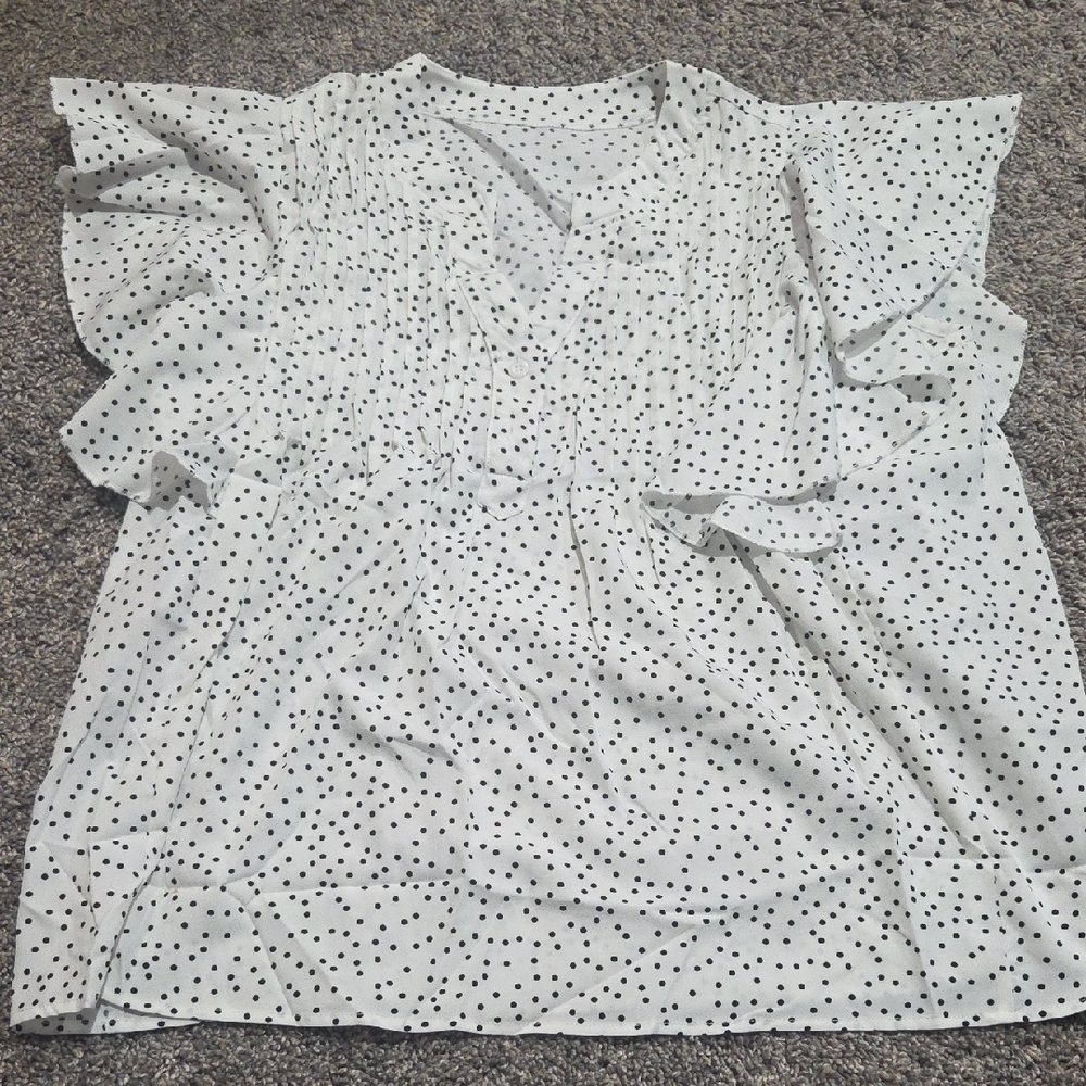 SHEIN Black and White Polka Dot Blouse